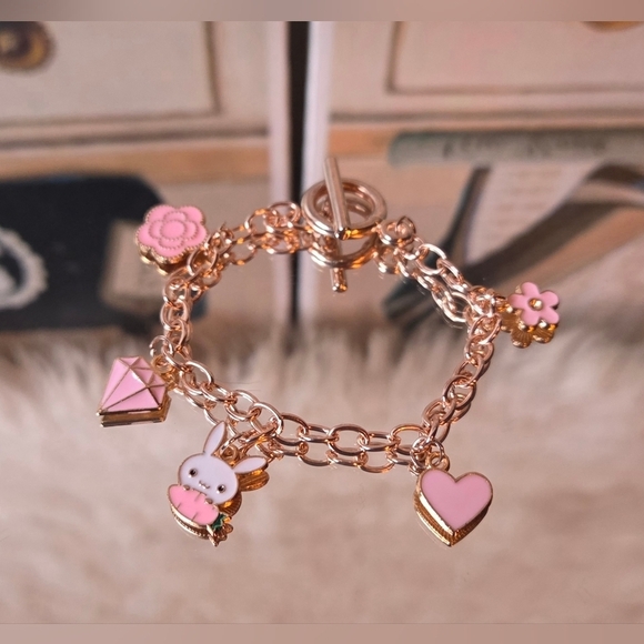 Hearth & Stone Co. Jewelry - Hearth & Stone Co. Handmade Kawaii Charm Bracelet (7", Rose Gold Chain)